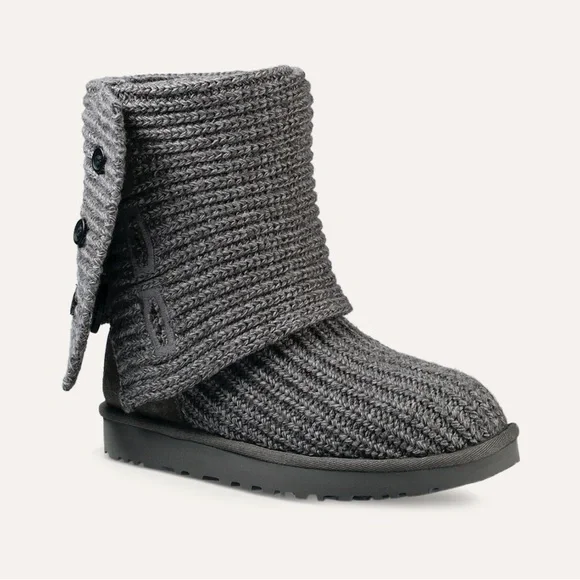UGG Australia classic Cardi woven knit gray boots - Picture 3 of 10